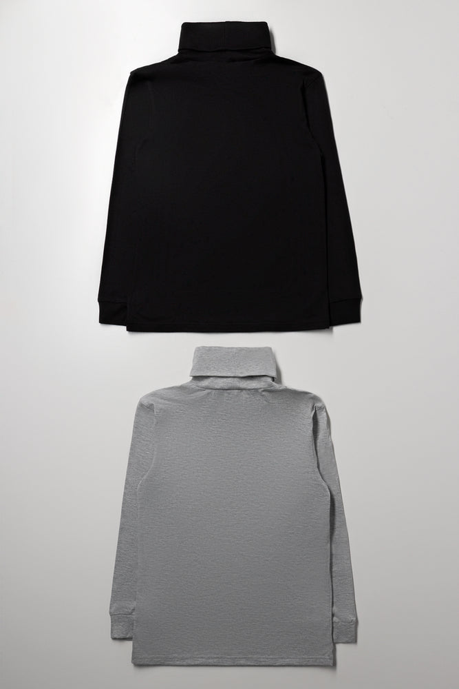 2 Pack Long Sleeve Polonecks Black And Grey (2)