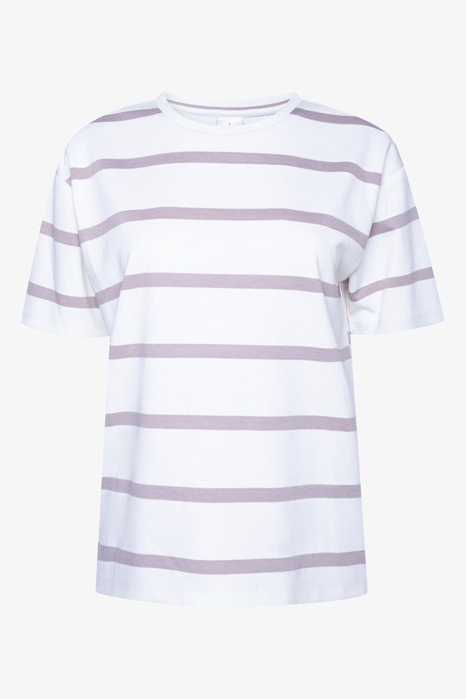 Stripe Oversized Short Sleeve T-Shirt Natural And White