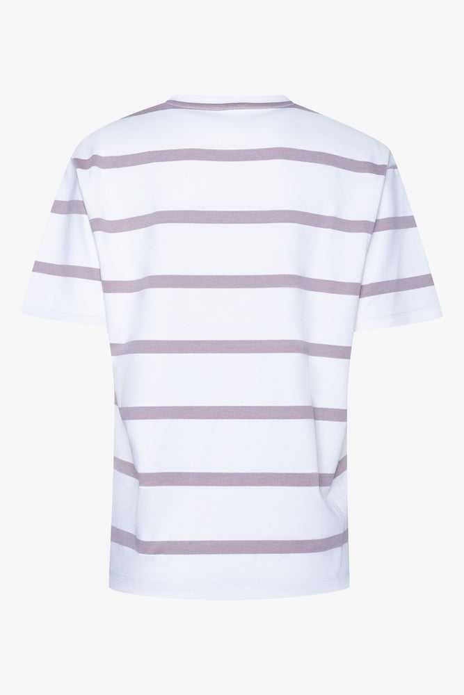Stripe Oversized Short Sleeve T-Shirt Natural And White