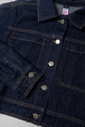 Cropped Denim Jacket Dark Blue (1)