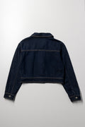 Cropped Denim Jacket Dark Blue (2)