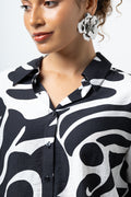 Long Sleeve Crinkle Shirt Black And White (3)