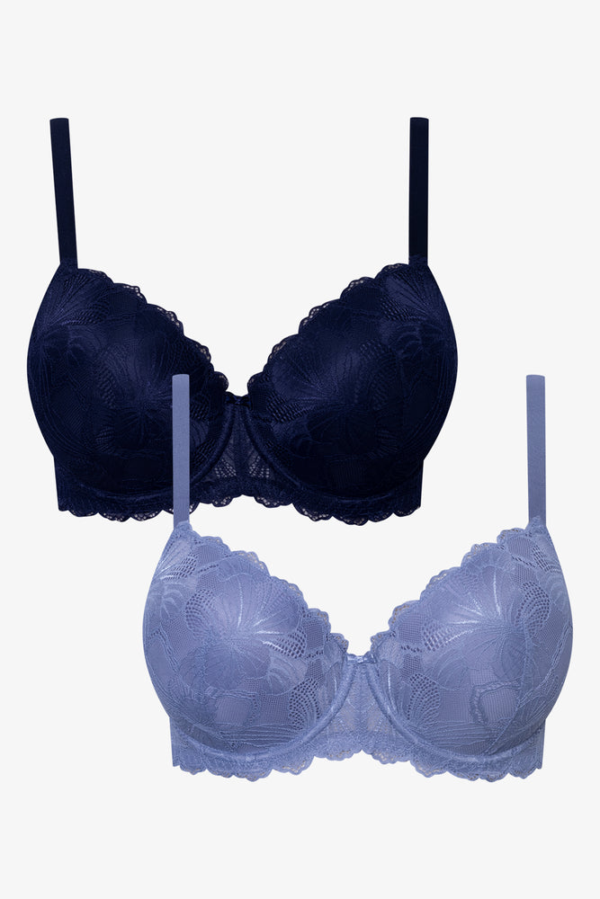 2 Pack Lace Bras Navy & Blue