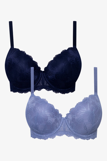 2 Pack Lace Bras Navy & Blue