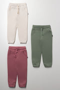 3 Pack Trackpants Natural, Purple And Green
