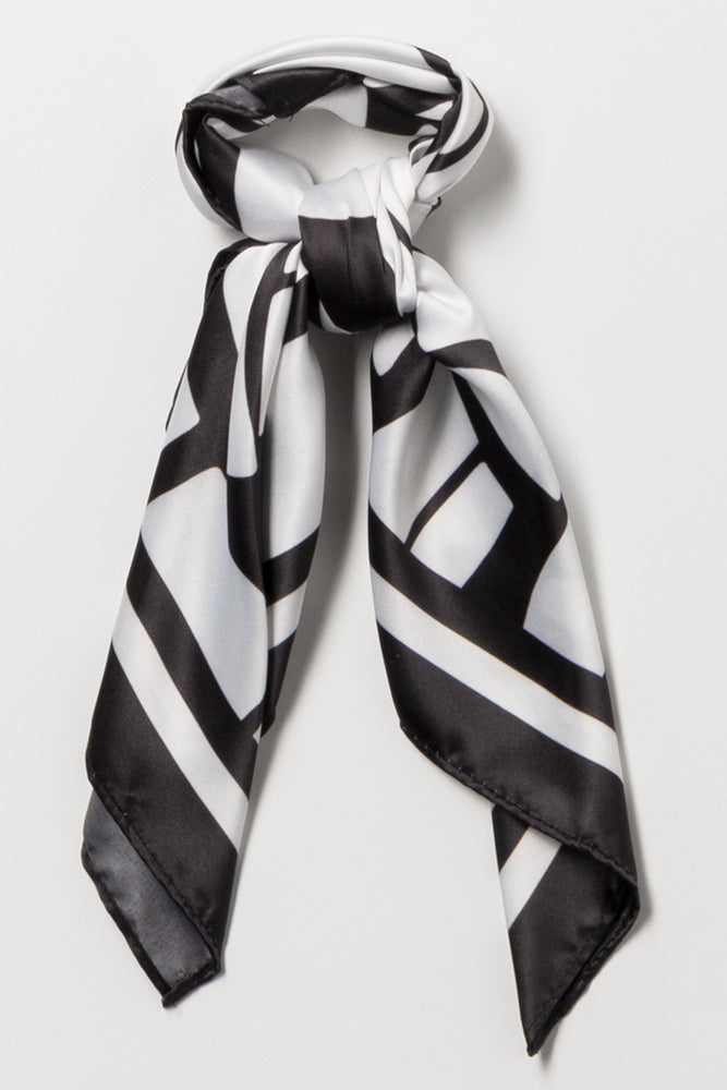Printed Satin Scarf Black & White