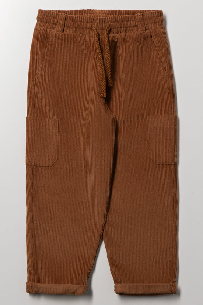 Corduroy Cargo Jogger Pants Rust