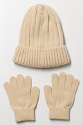2 Piece Beanie And Gloves Set Natural