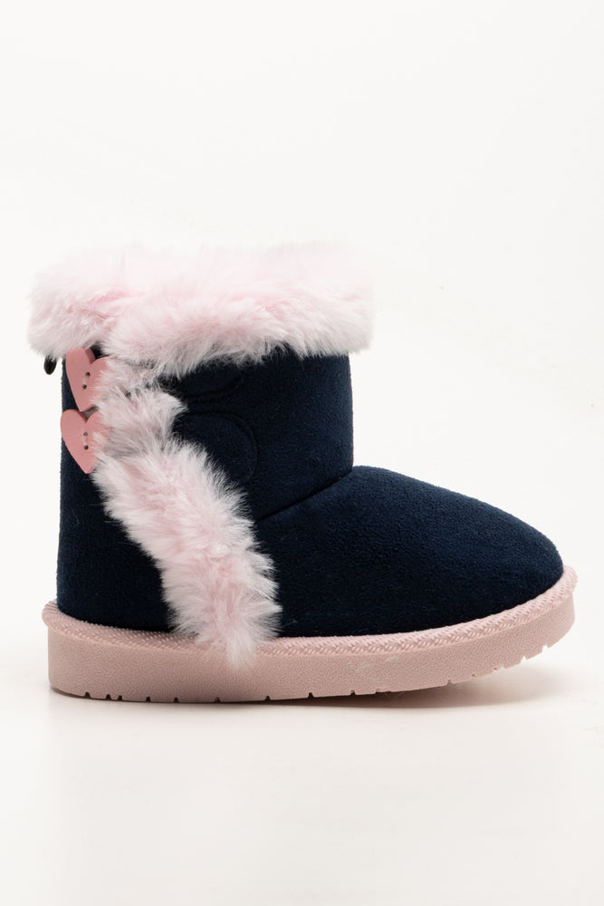 Fur Trim Boots Navy