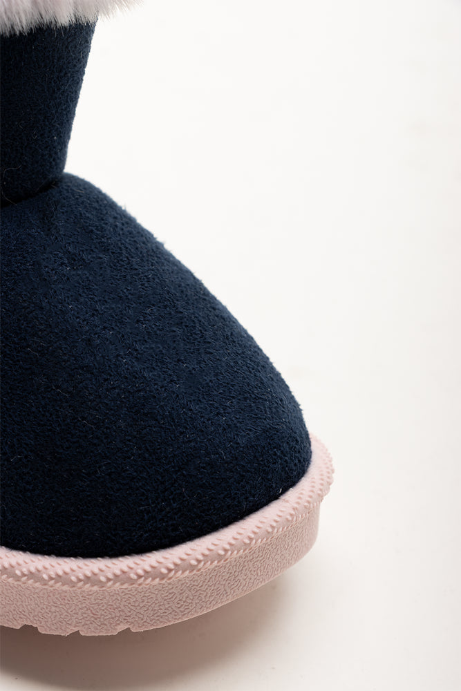 Fur Trim Boots Navy (2)