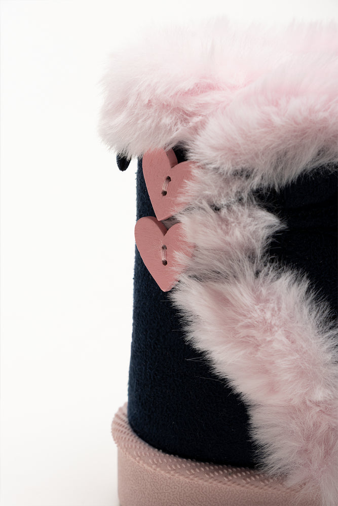Fur Trim Boots Navy (3)
