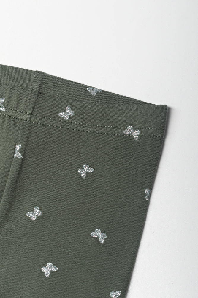 Butterfly Leggings Dark Green (1)