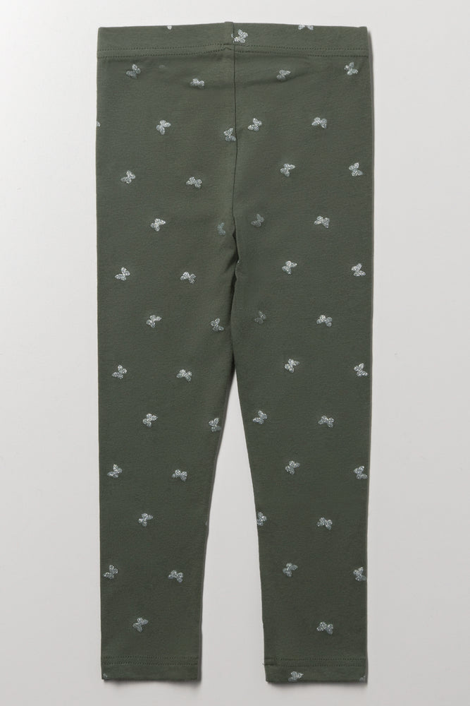Butterfly Leggings Dark Green (2)