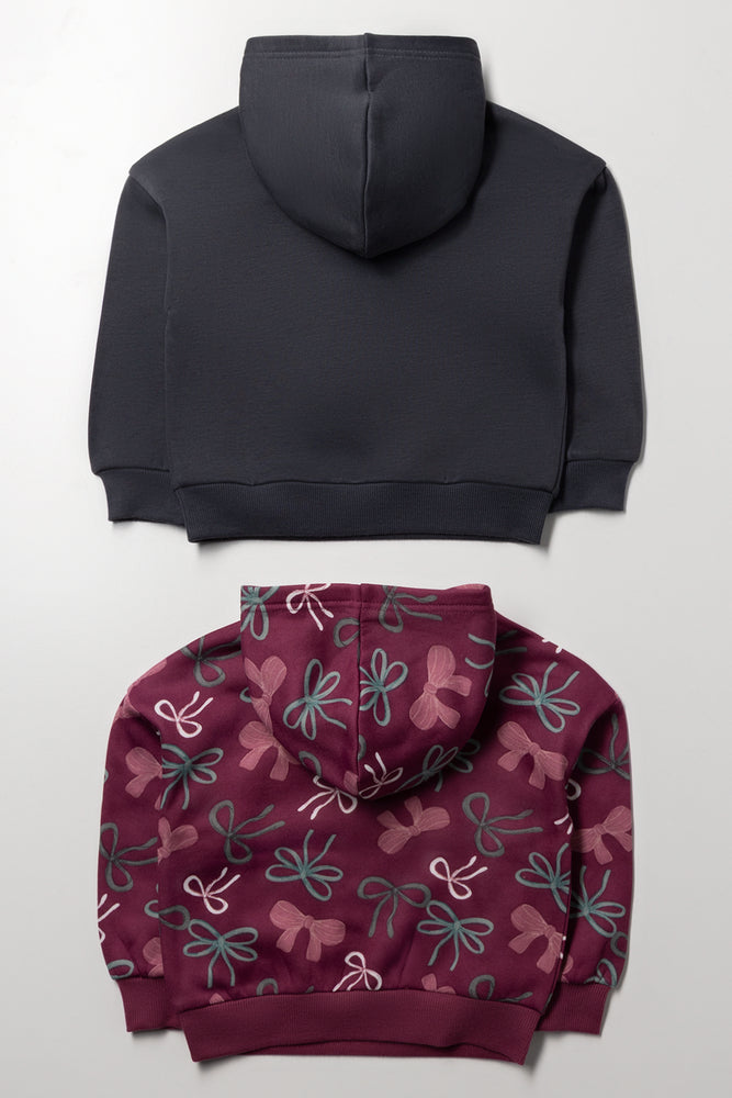 2 Pack Girl Hoodies Dark Grey And Burgundy (2)