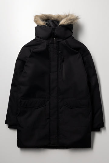 Zip Through Parka Jacket Black