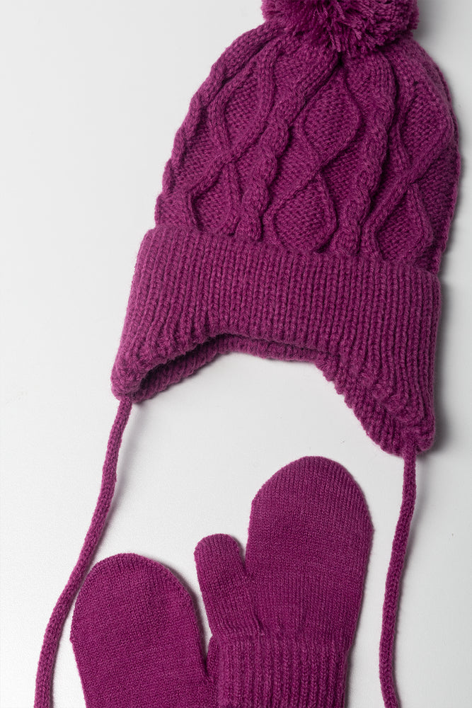 Hat And Mittens Set Magenta