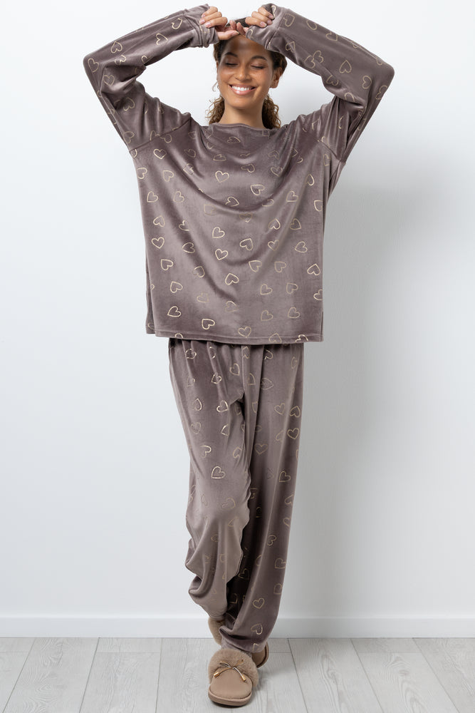 Mink Fleece Pyjama Set Brown