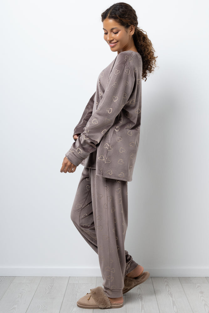 Mink Fleece Pyjama Set Brown