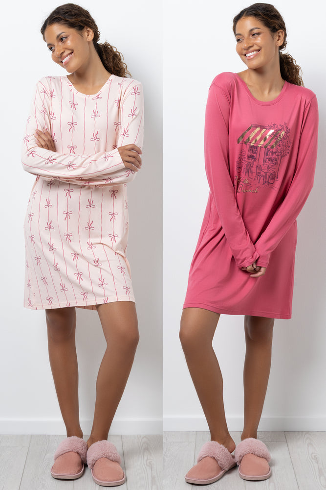 2 Pack Sleepshirts Pink