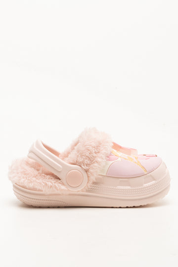 Butterfly Fur Clog Pink