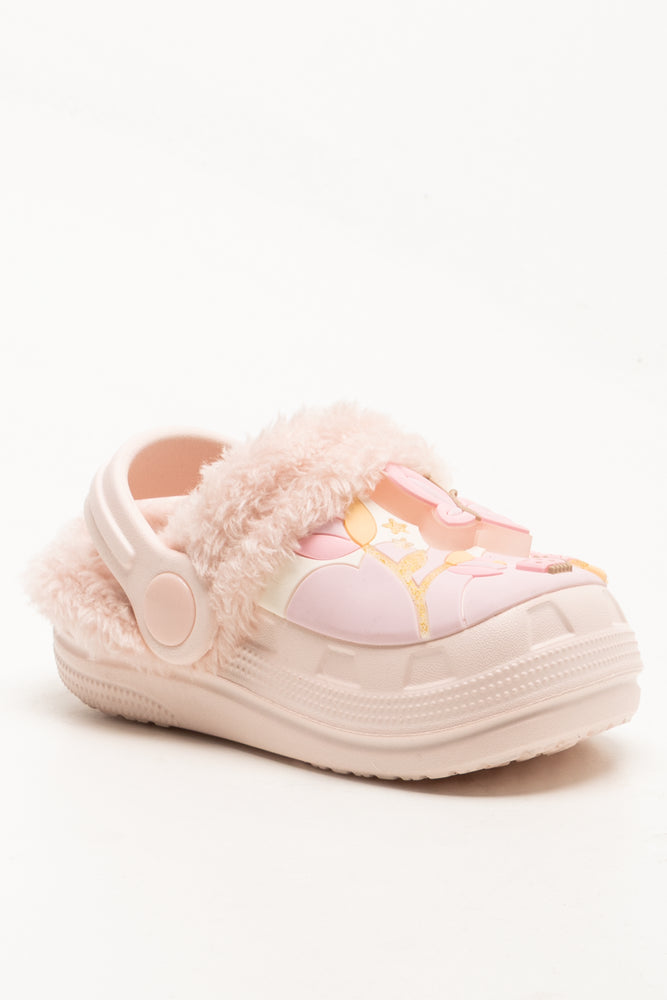 Butterfly Fur Clog Pink