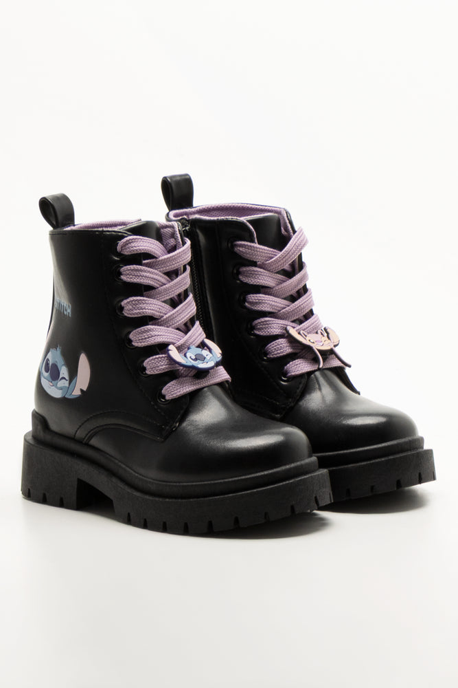 Stitch Lace Up Boots Black | | Ackermans