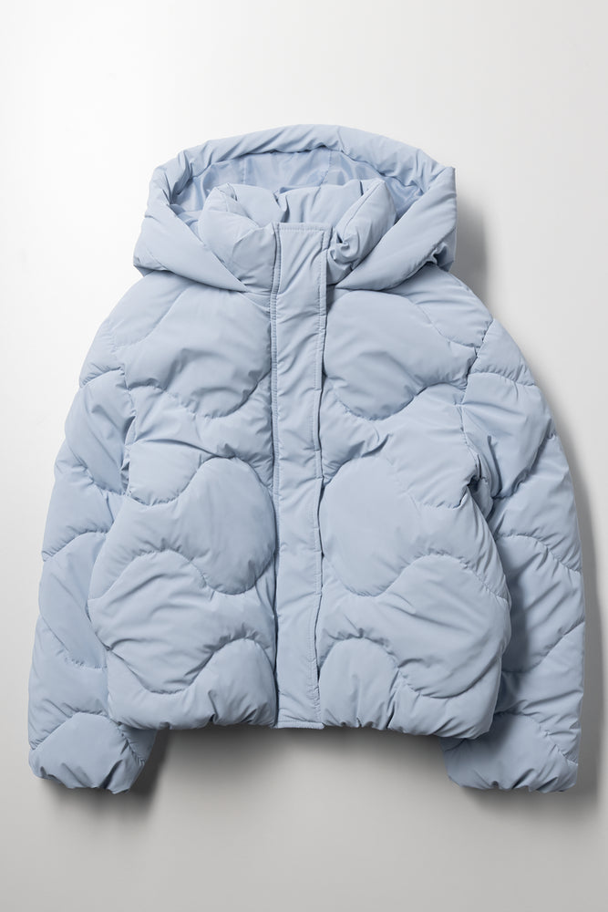 Coated Puffer Jacket Light Blue