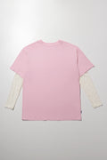 Oversized Lace Detail Top Pink