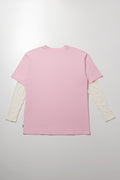 Oversized Lace Detail Top Pink (2)