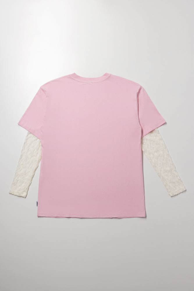 Oversized Lace Detail Top Pink (2)