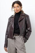 Boxy Biker Jacket Chocolate Brown