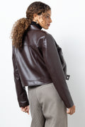 Boxy Biker Jacket Chocolate Brown (2)