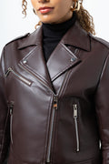 Boxy Biker Jacket Chocolate Brown (3)