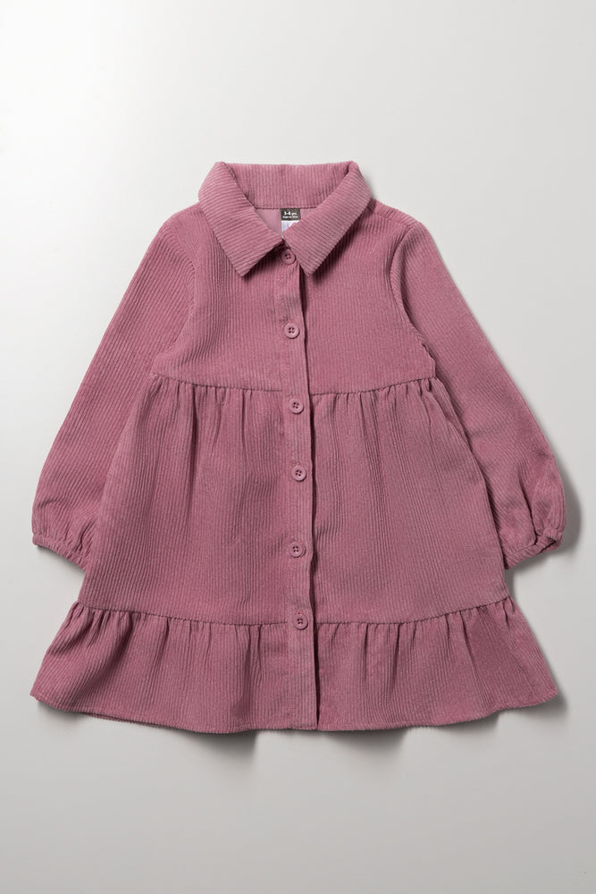 Tiered Corduroy Dress Pink