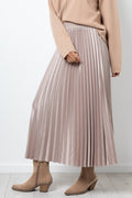 Satin Pleated Maxi Skirt Natural (1)