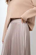 Satin Pleated Maxi Skirt Natural (3)