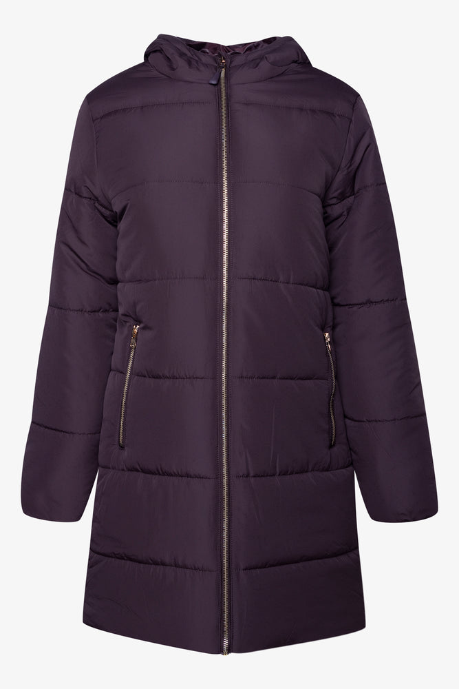 Extra Long Length Puffer Jacket Brown