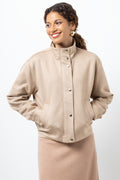 Suede Funnel Neck Jacket Natural