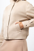 Suede Funnel Neck Jacket Natural (3)