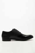 Embossed Panel Lace Up Shoes Black