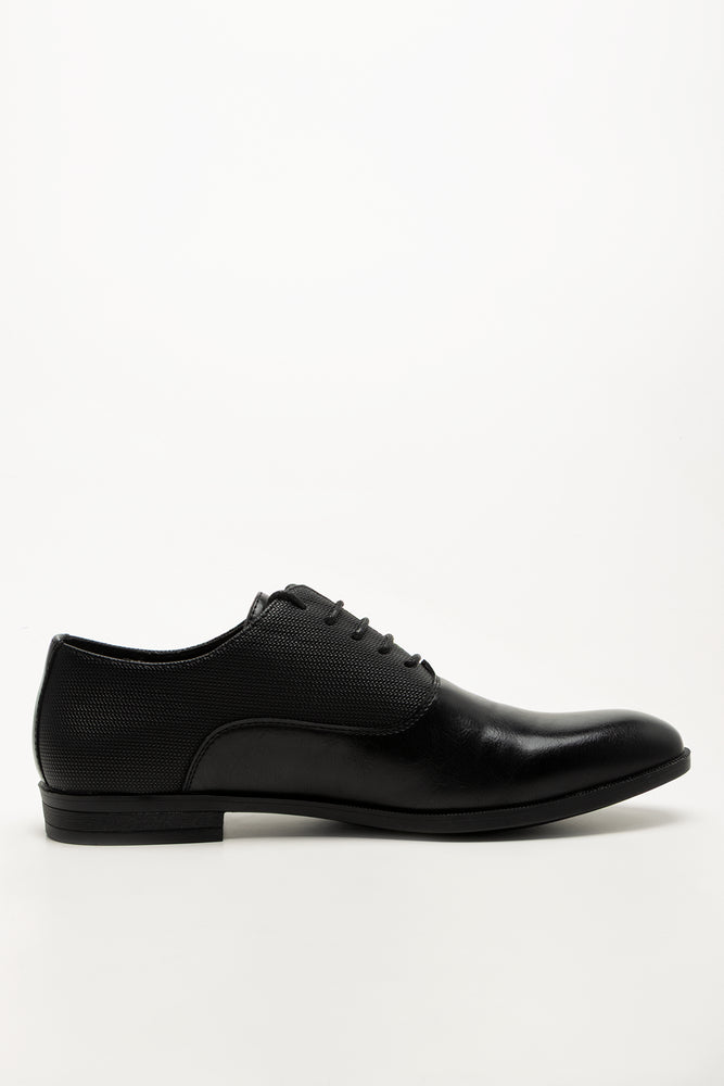 Embossed Panel Lace Up Shoes Black