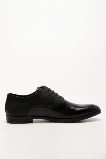 Embossed Panel Lace Up Shoes Black