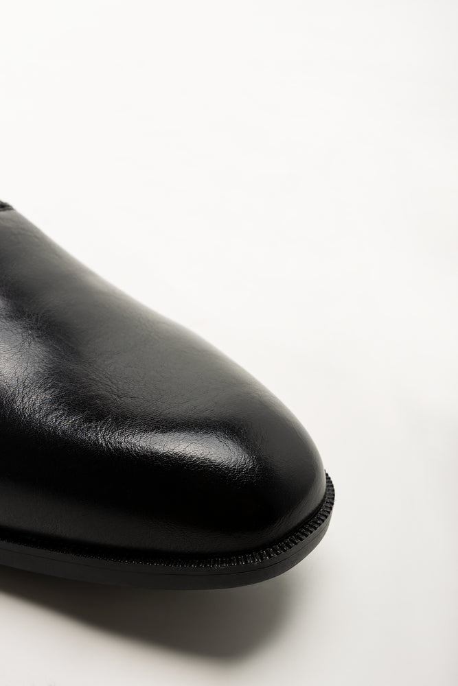 Embossed Panel Lace Up Shoes Black (2)