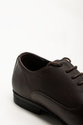 Embossed Panel Lace Up Shoes Brown (3)