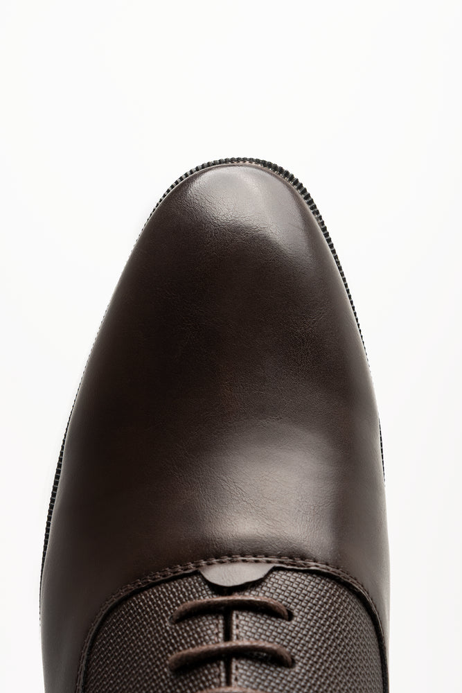 Embossed Panel Lace Up Shoes Brown (4)