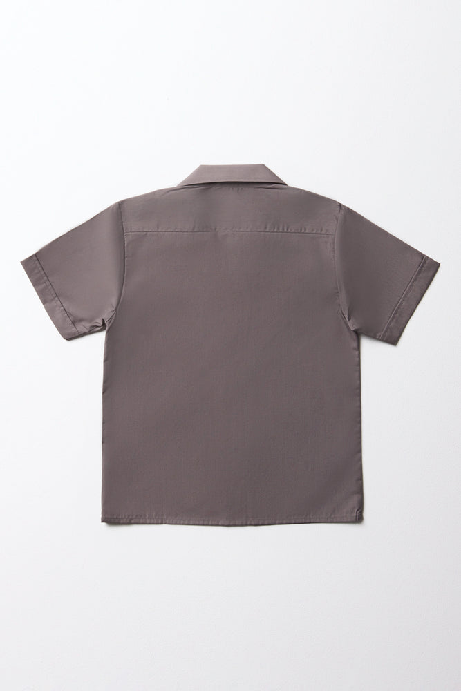 Grey Open Neck School Shirt (2)