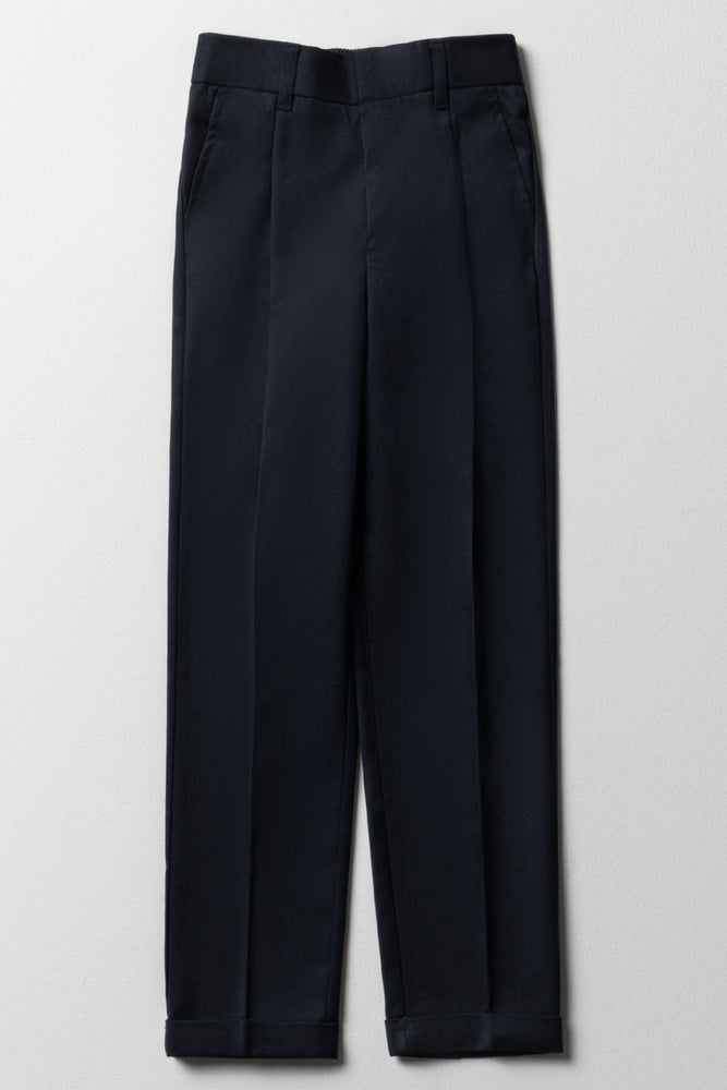 Boys Navy Turn Up Trousers