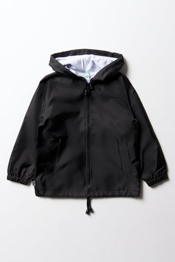 Black Unisex Waterproof School Rain Jacket