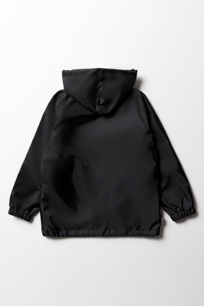 Black Unisex Waterproof School Rain Jacket (4)