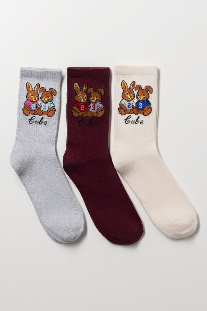3 Pack Anklet Socks Multicolour